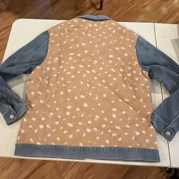 NEW POLAGRAM women's leopard print denim jacket in brown - Picture 2 of 2